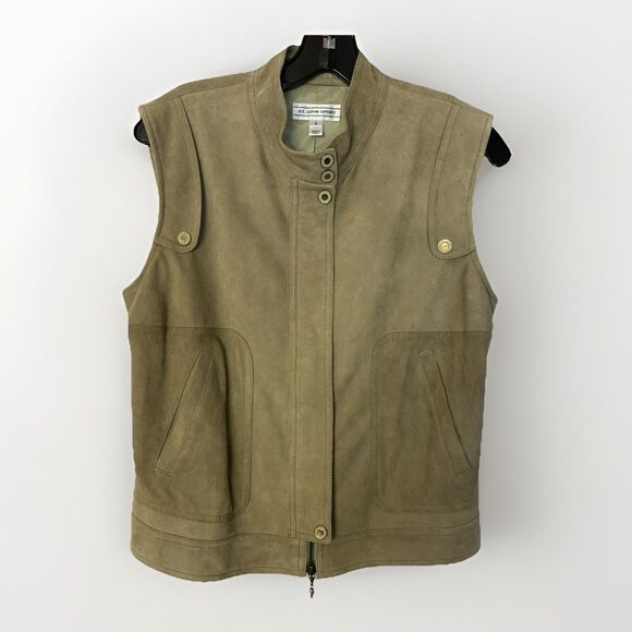 St. John Sport Womens Small Goat Suede Vest Tan EUC - Picture 1 of 12